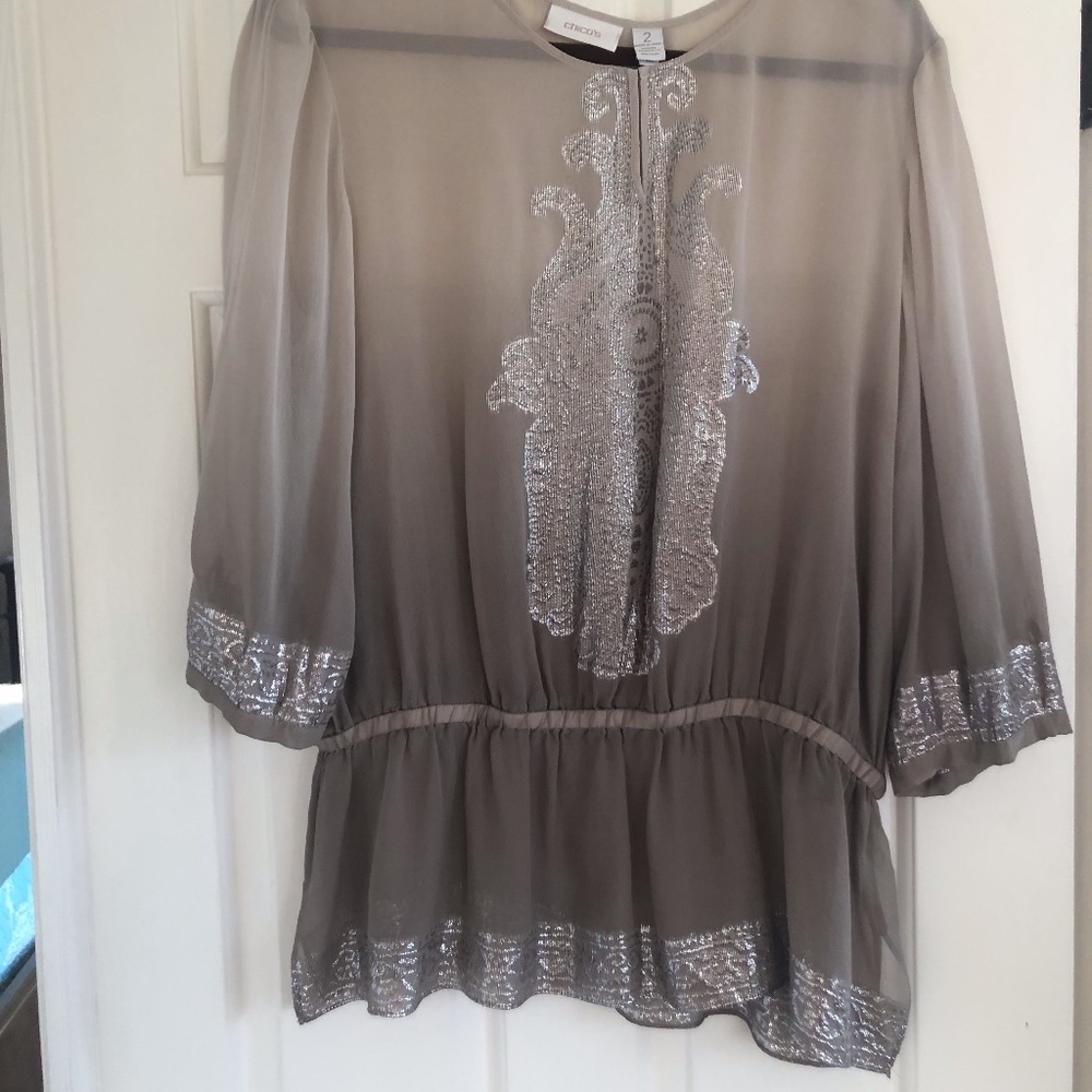 Chicos Ombre Silk Tunic Blouse